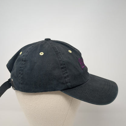 Zipper Slideback Hat Black One Size Adjustable Embroidered Alternative