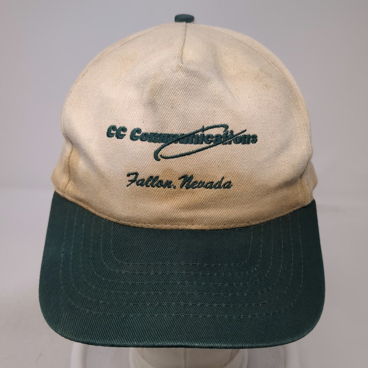 KC 5 Panel Beige Green One Size Fallon Nevada CC Communications Hat Snapback