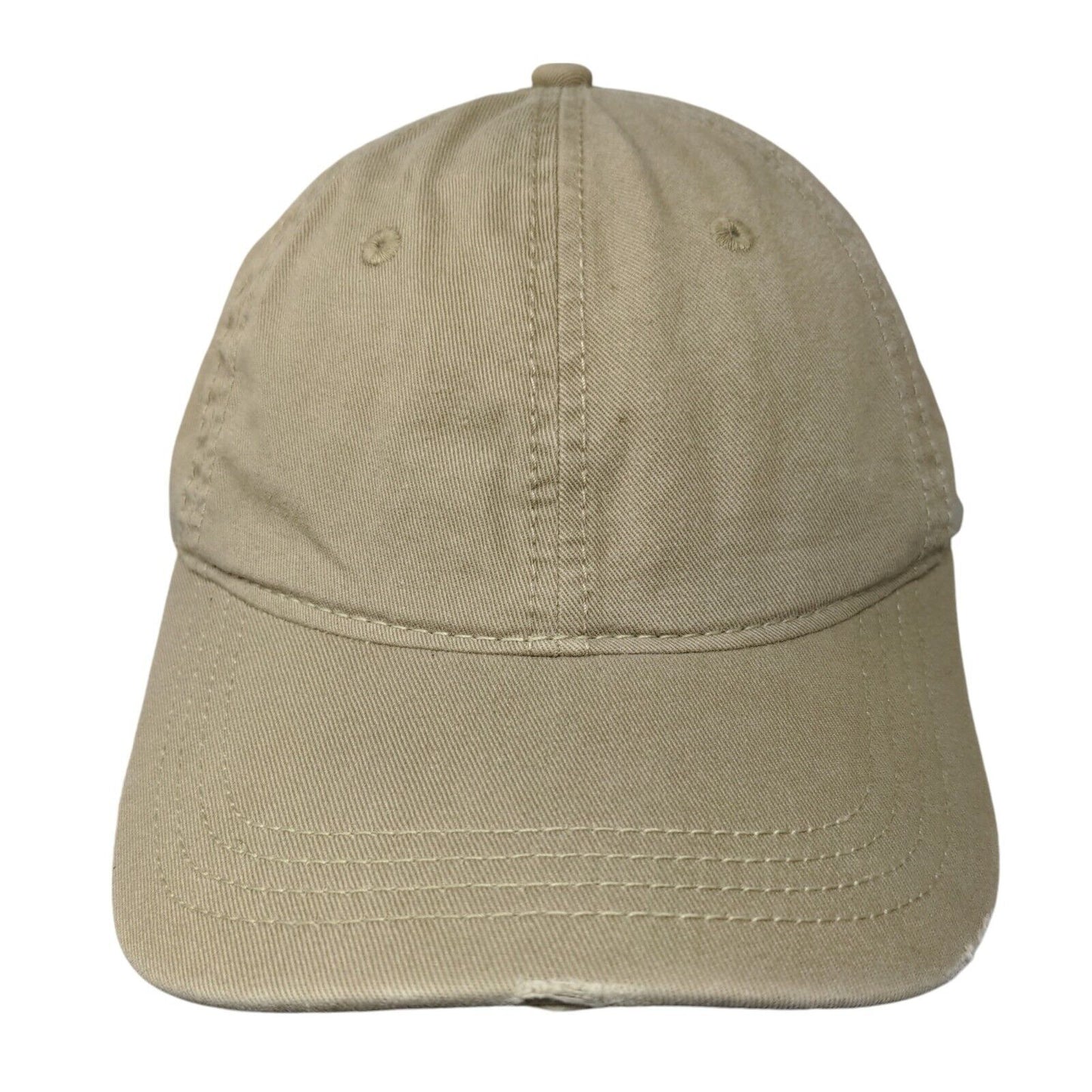 Unbranded Slideback Hat Tan One Size Adjustable Vented Holes 6 Panel Blank