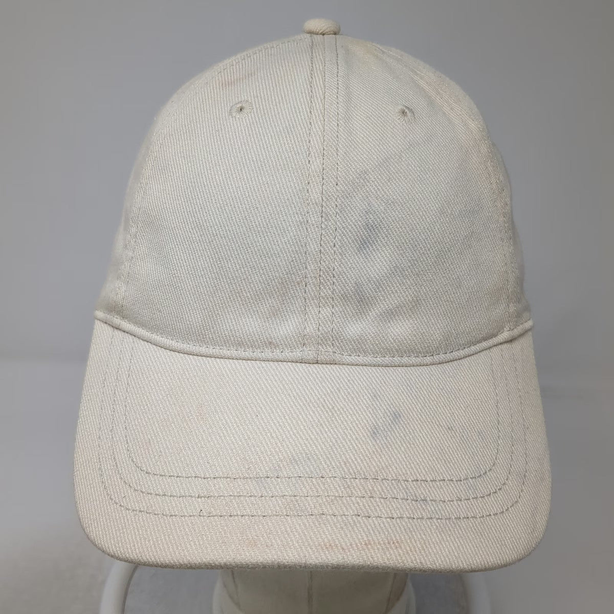 J. Crew Baseball Cap Beige One Size Leather Strapback Brass Buckle Cotton Hat