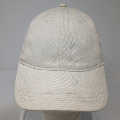 J. Crew Baseball Cap Beige One Size Leather Strapback Brass Buckle Cotton Hat