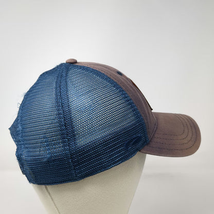 Pukka Trucker Hat Blue One Size Leather Patch Distressed Mesh Snapback Blank
