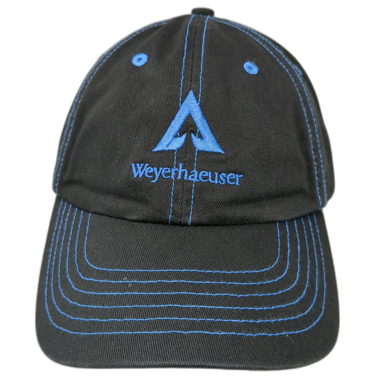 K-Products Baseball Cap Black One Size Weyerhaeuser Contrast Stitching Blue Hat