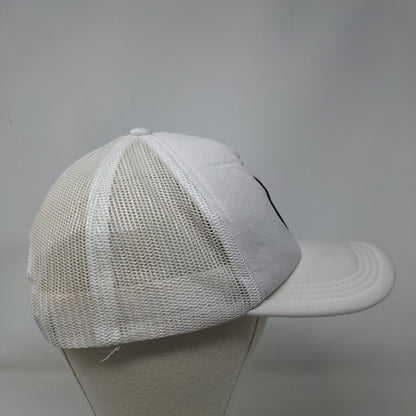 Upside Down Smiley Emoji Snapback Mesh Back Trucker Hat White One Size