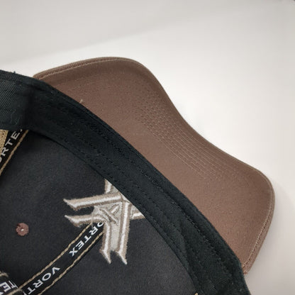 Vortex Snapback Mesh Back Trucker Hat Brown One Size Embroidered Logo