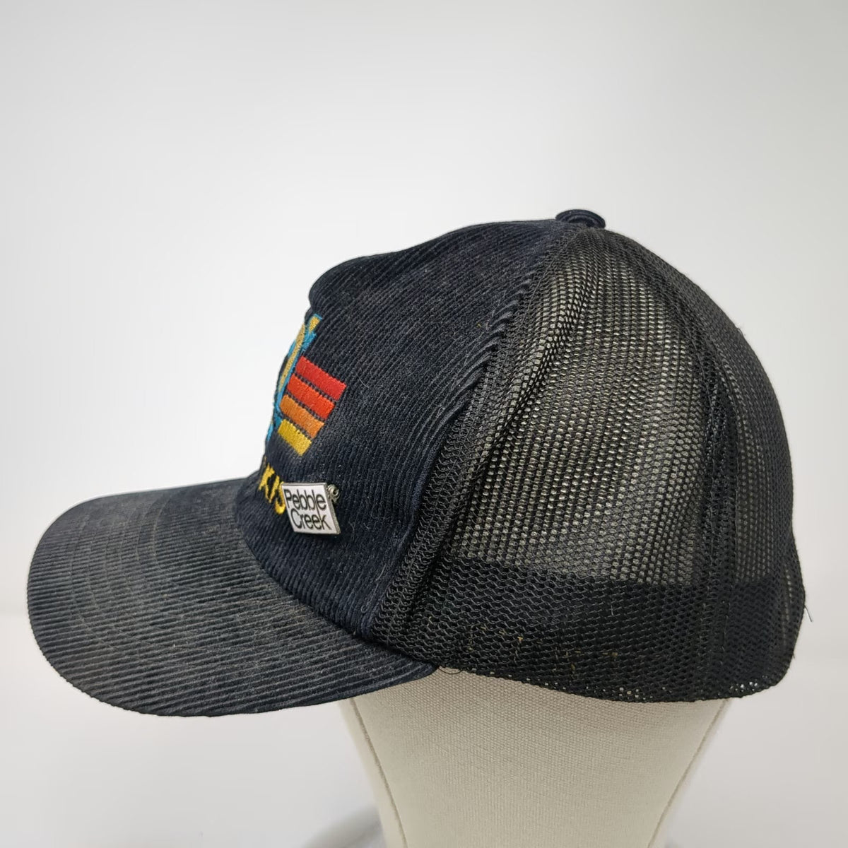 O'Brien Skis Corduroy Mesh Trucker Hat Black One Size Pebble Creek Airplane Pins