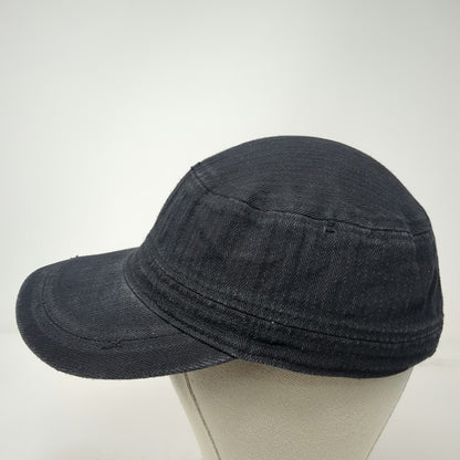 David and Young Army Cap Black One Size Herringbone Cotton Strapback Hat Cadet