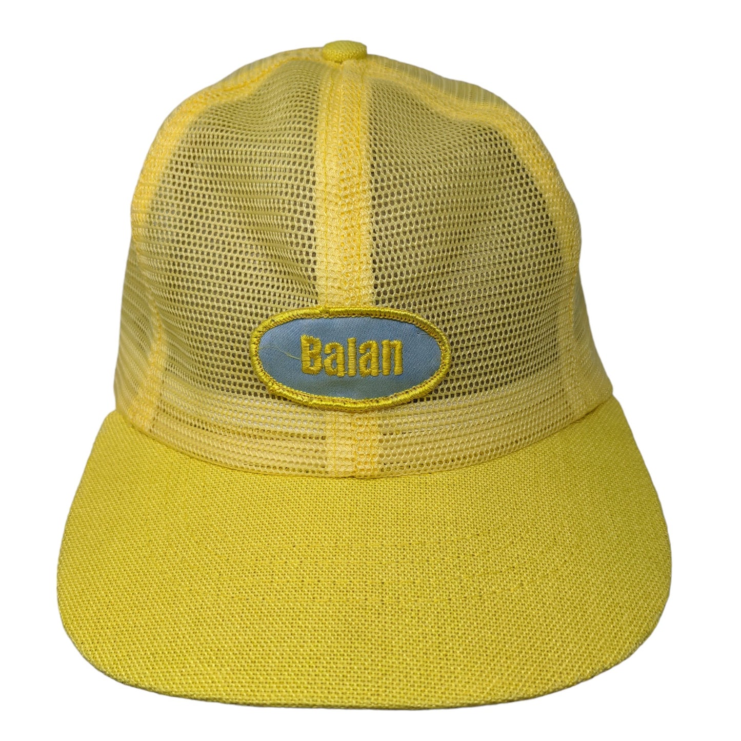 Balan Mens Snapback Mesh Back Trucker Hat Yellow Size M Embroidered Logo Vintage