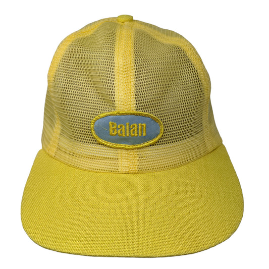 Balan Mens Snapback Mesh Back Trucker Hat Yellow Size M Embroidered Logo Vintage