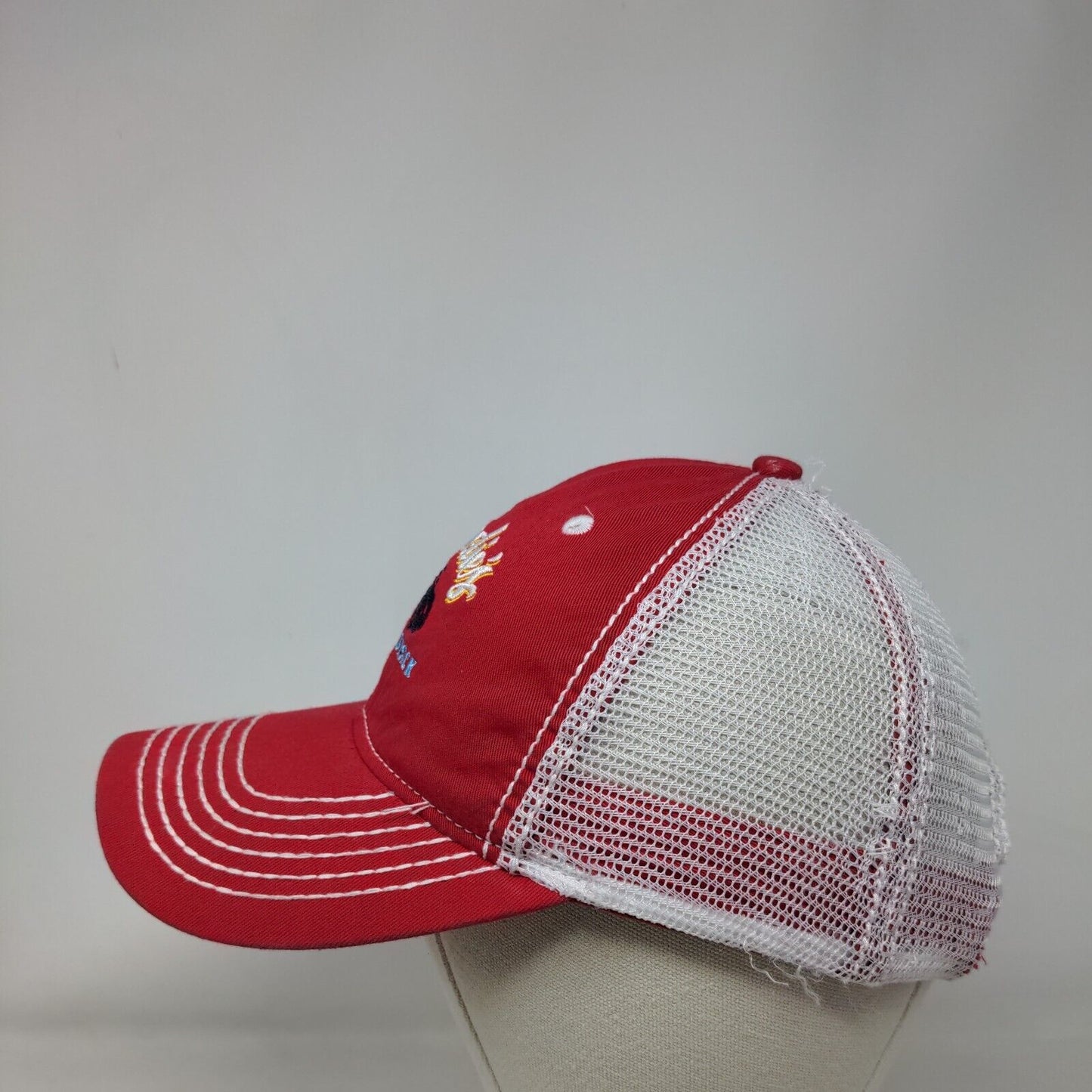 Woodies Wash Shack Strapback Trucker Hat Red OSFA Adjustable Mesh Back Paramount