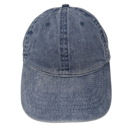 Unbranded Strapback Hat Blue OS Adjustable Vented Holes 6 Panel Denim Blank