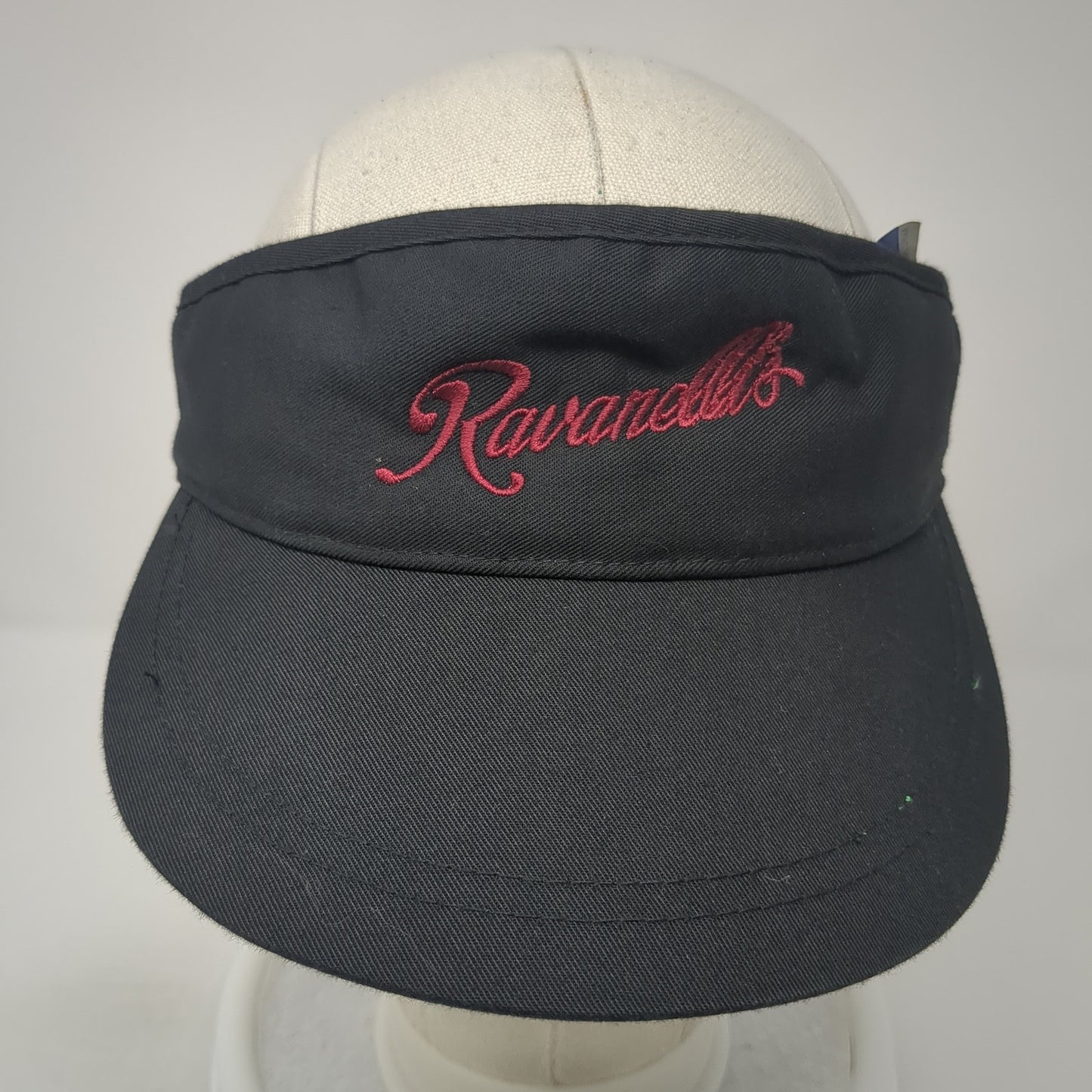 Ravanellis Sun Visor Hat Black OS Adjustable Embroidered Lightweight San Sun