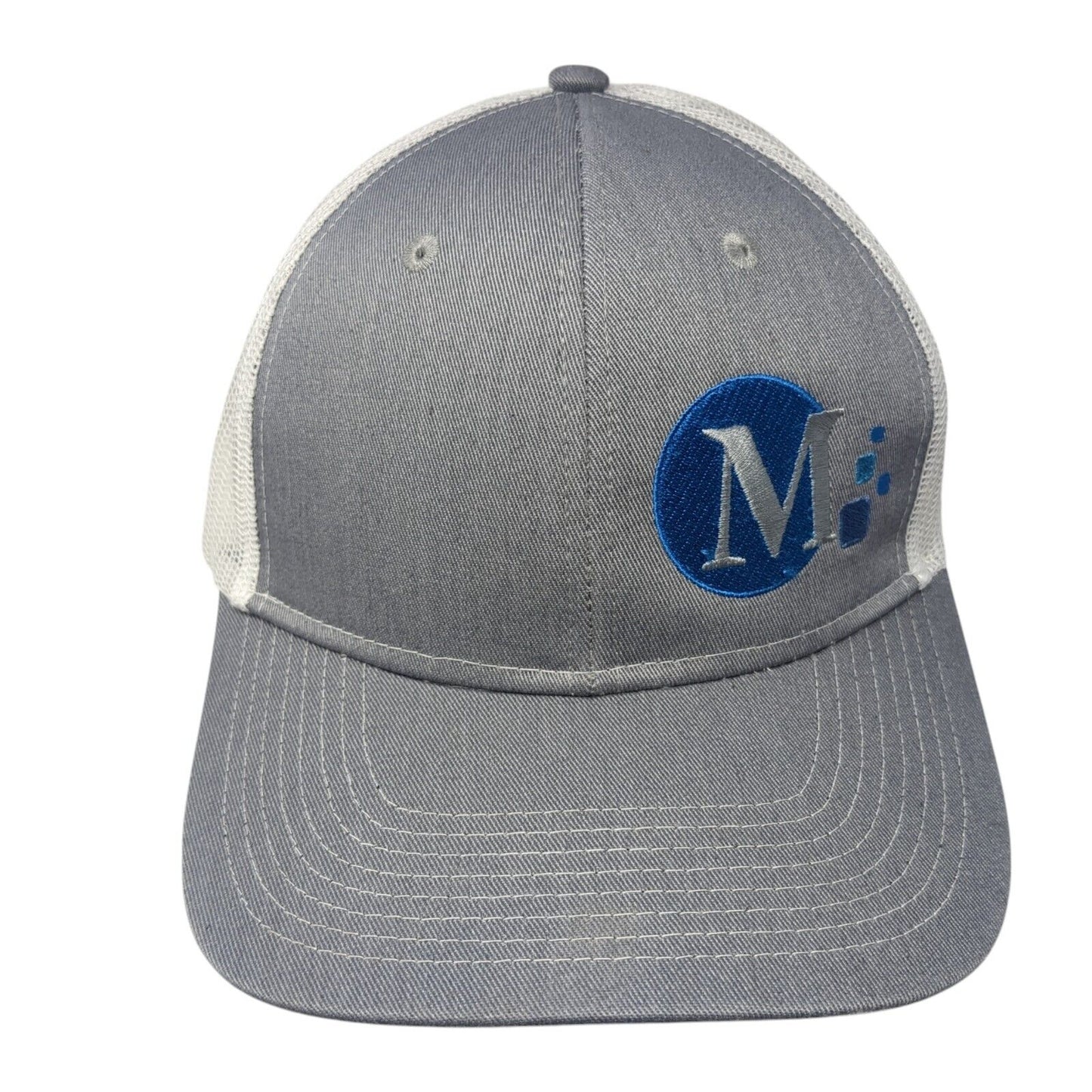 M Snapback Trucker Hat Gray OS Adjustable Embroidered Mesh Back Port Authority
