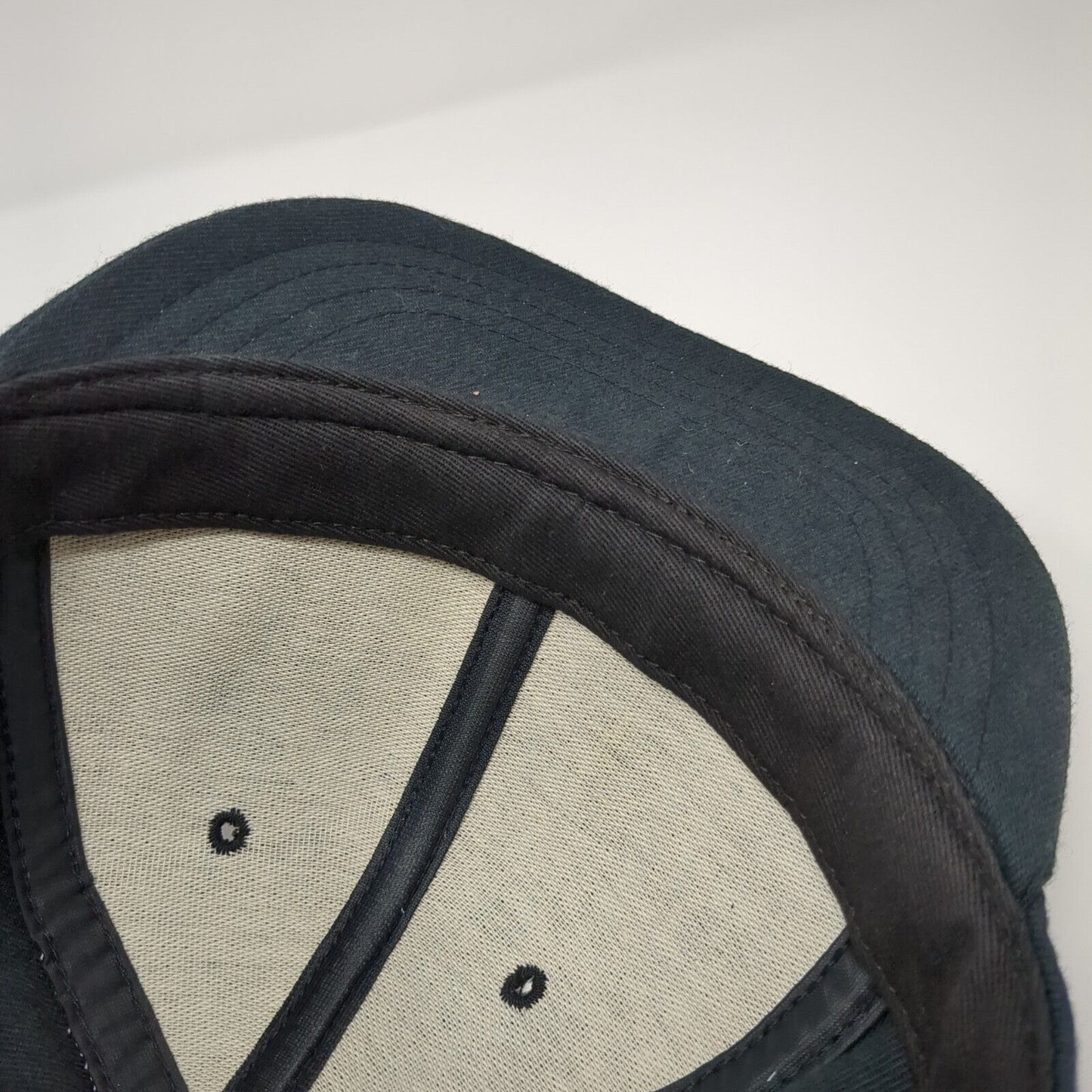 New Era Fitted Hat Black 6 7/8 Solid Blank 6 Panel Vent Holes Outdoor
