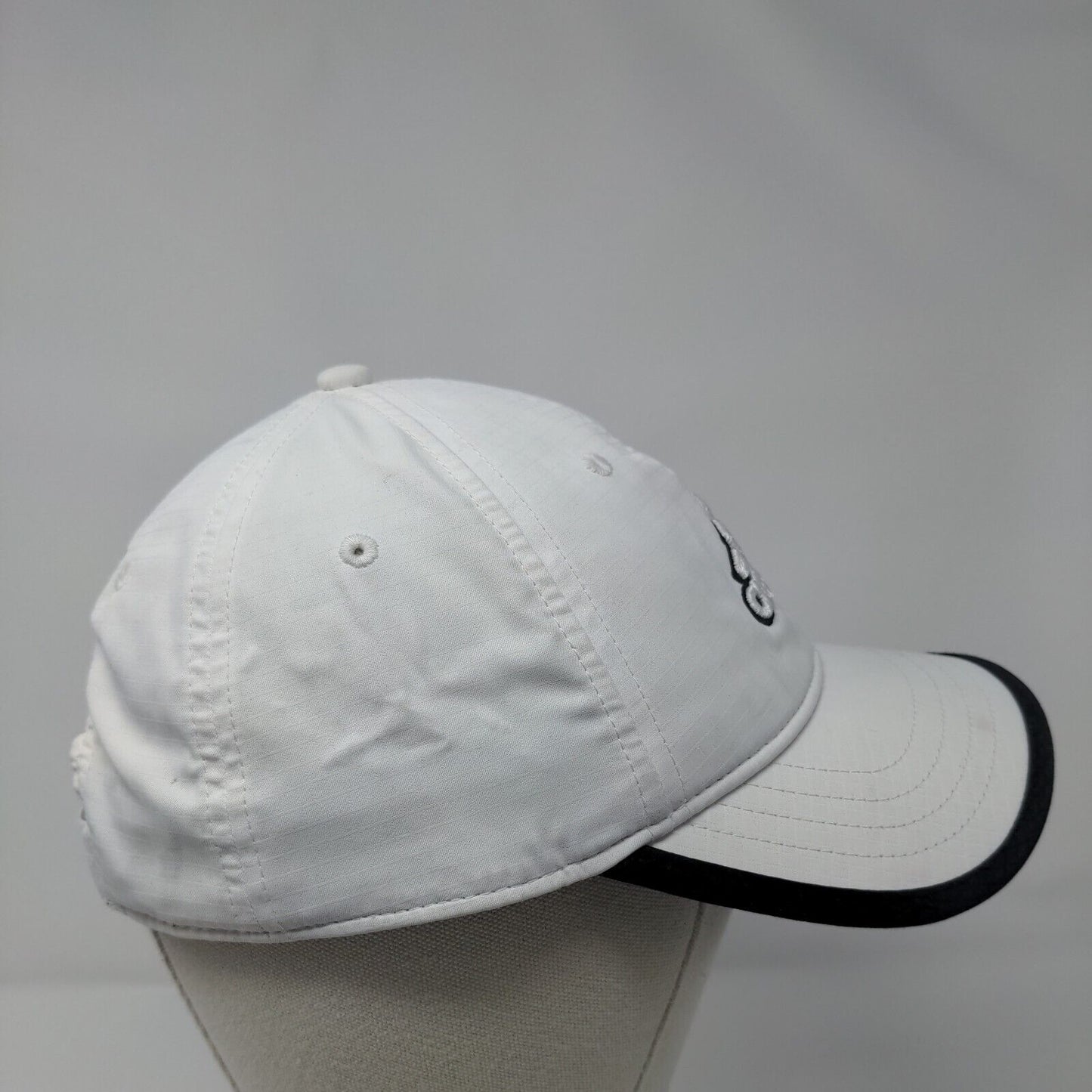 Adidas 3 Stripes Strapback Hat White OSFA Embroidered Black Trim