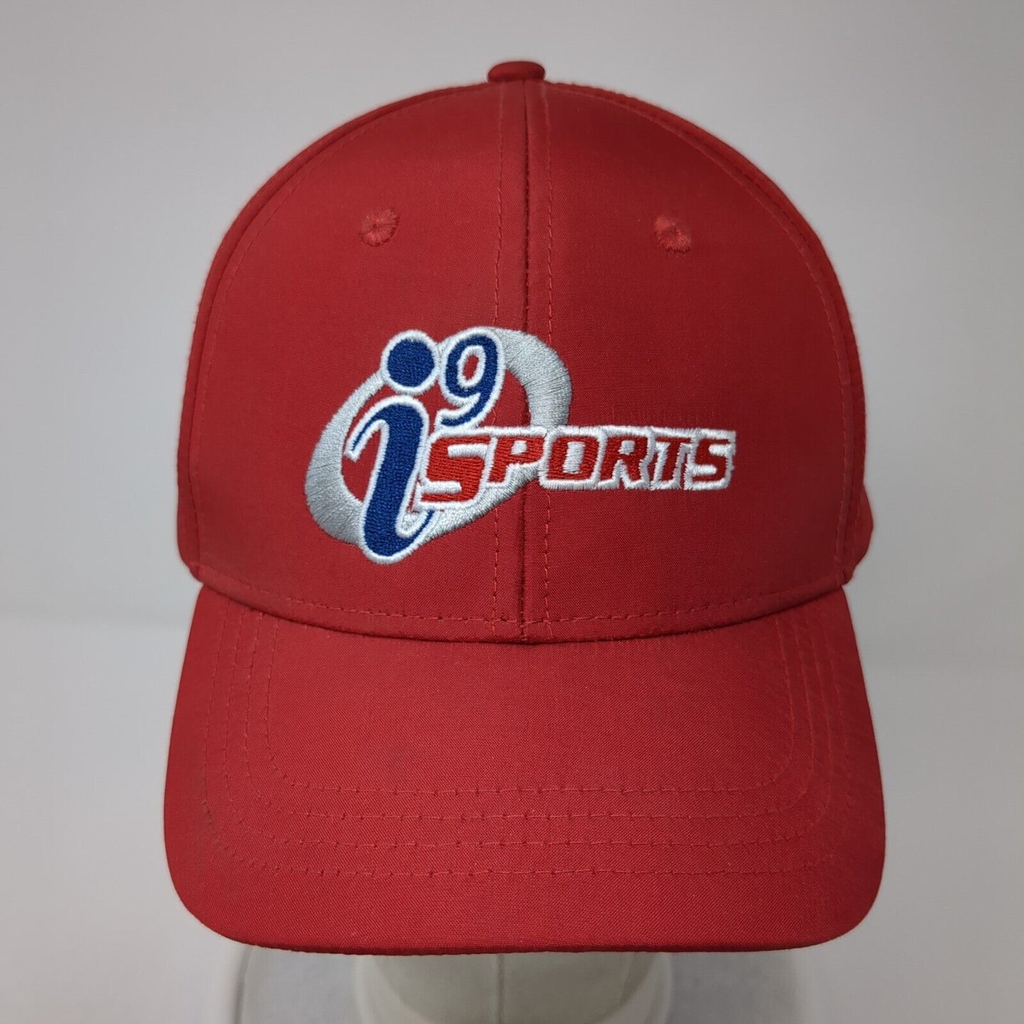 i9 Sports Strapback Hat Red One Size Adjustable Embroidered 6 Panel Polyester