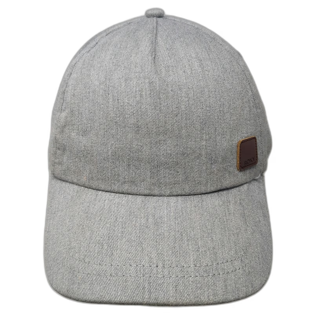 Roxy 5 Panel Gray One Size Hat Leather Logo Patch Heathered Strapback Surf Wear