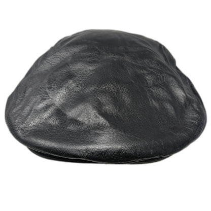 Harley-Davidson Newsboy Cap Black L Leather 100th Anniversary Metal Badge Hat