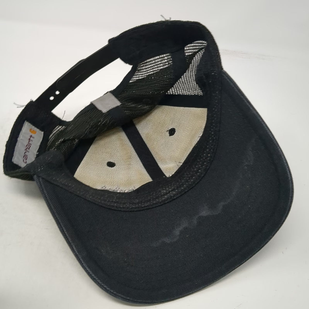 Carhartt Trucker Hat Black Gray One Size Snapback Mesh Logo Embroidered Work