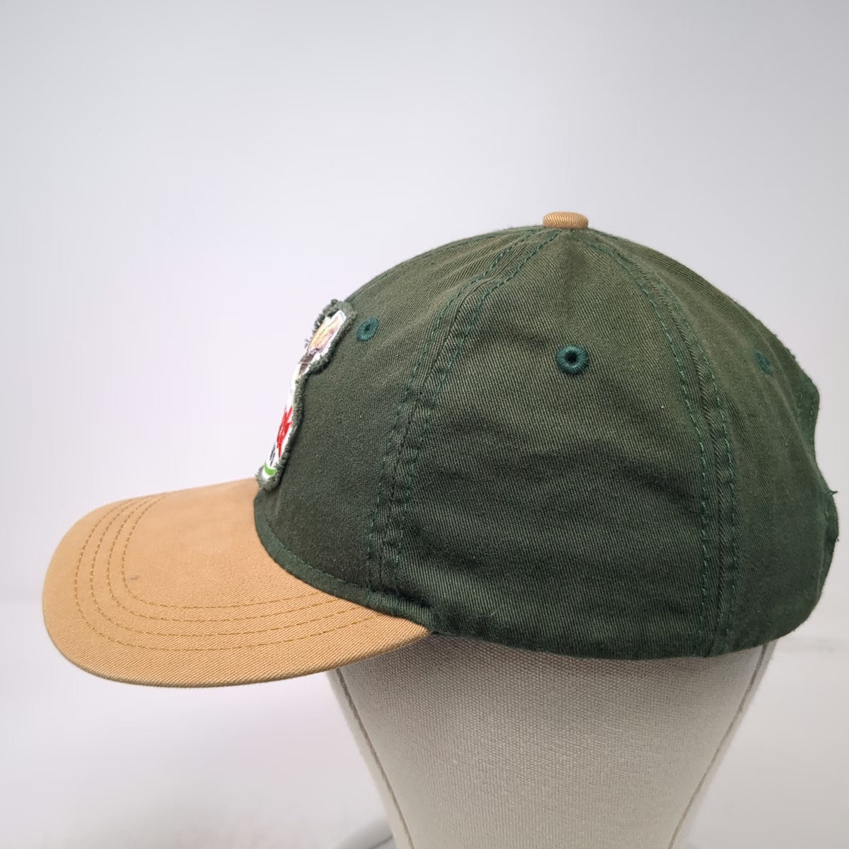 Mack Trucks Baseball Cap Green Beige One Size Bulldog Logo Patch Slideback Hat