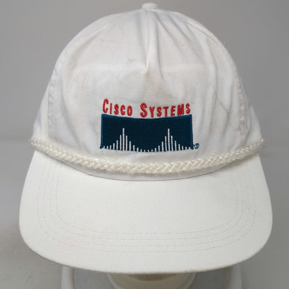 Sportcap 5 Panel White Cisco Systems Rope Hat Slideback Adjustable Logo Vintage