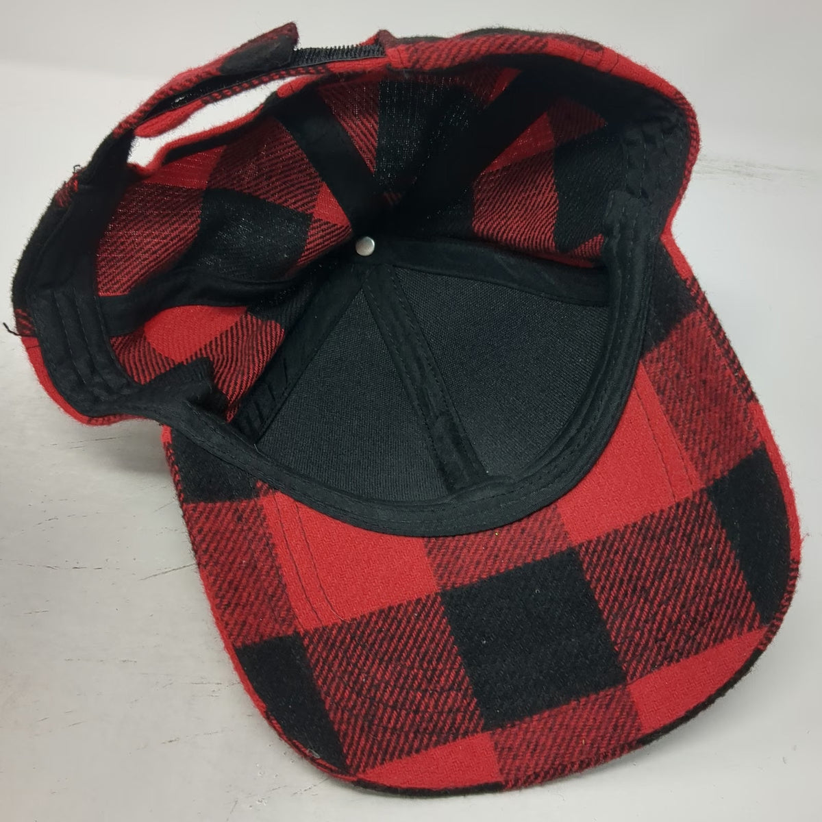 Baseball Cap Red One Size Buffalo Plaid Checkered Strapback Hat