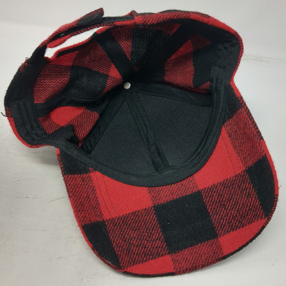 Baseball Cap Red One Size Buffalo Plaid Checkered Strapback Hat