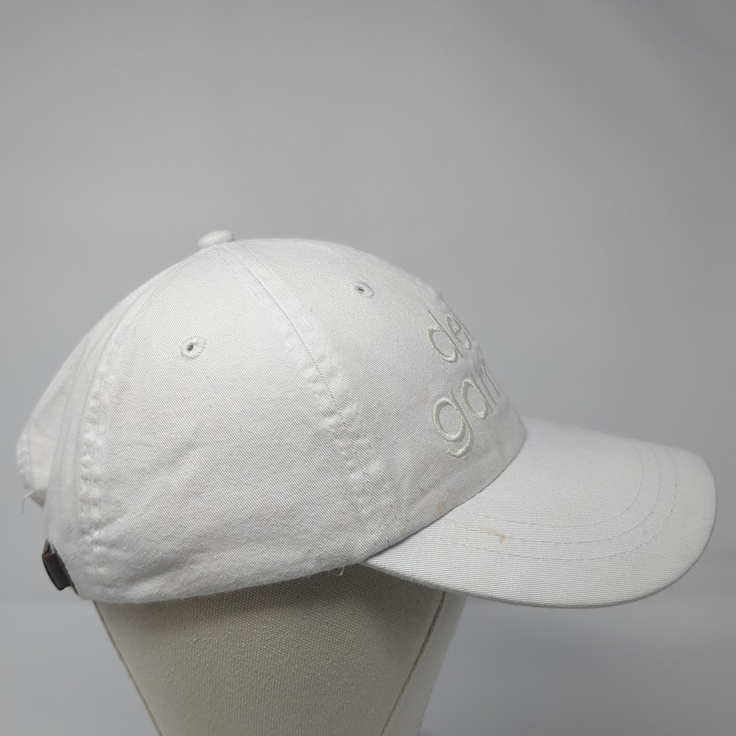 Delta Gamma Slideback Hat White One Size Adjustable Leather Strap Adams