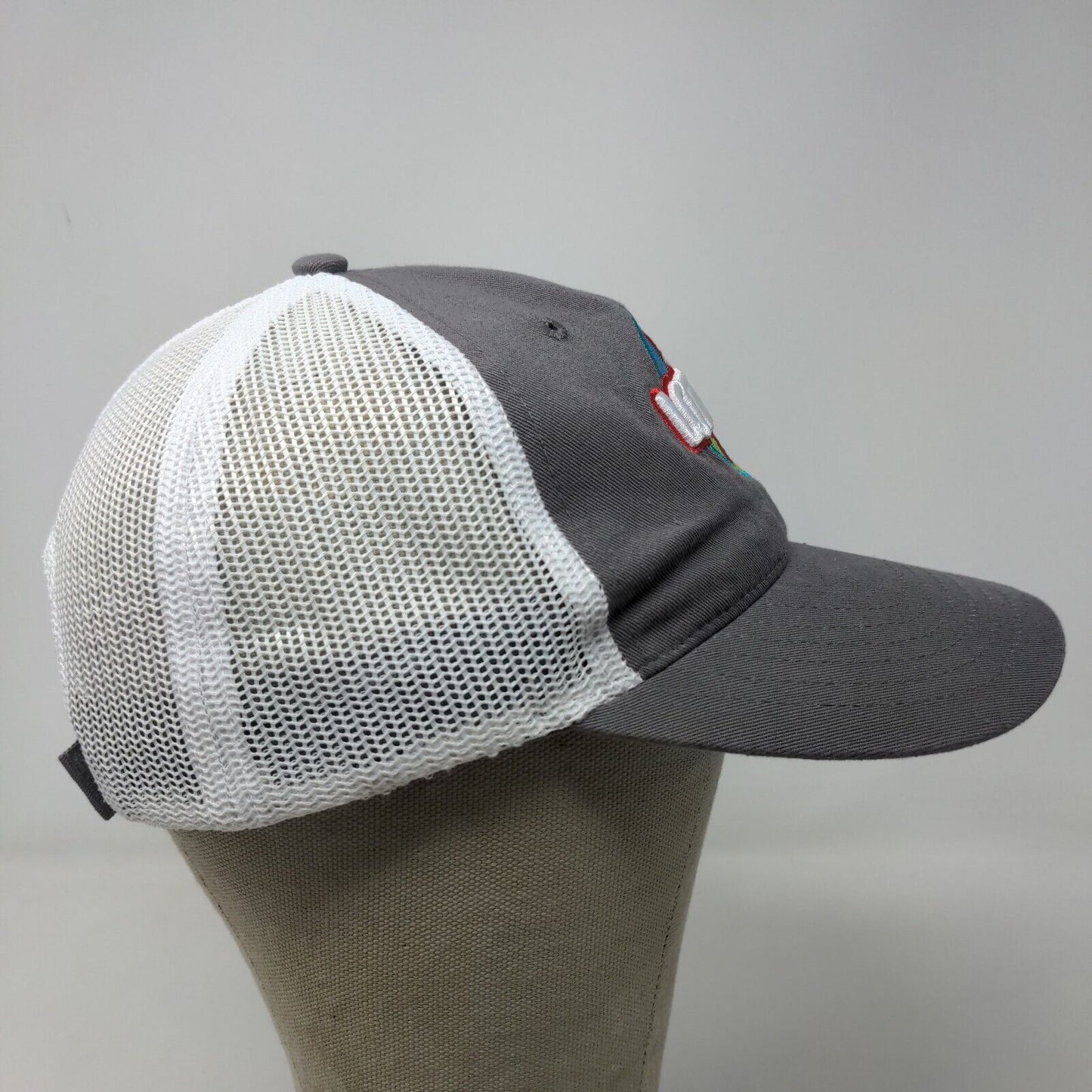 Cap America Men's Strapback Mesh Back Hat Gray White Hoosier Lottery Embroidered