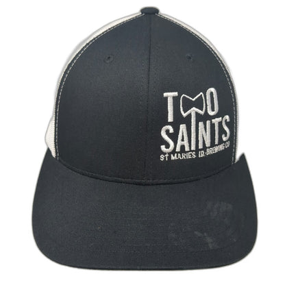 Yupoong Trucker Hat Black White One Size Mesh Two Saints Brewing Co St Maries ID