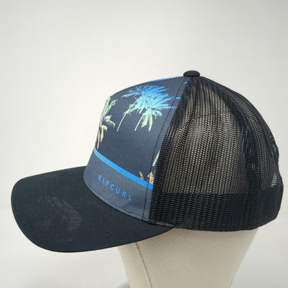 Rip Curl Trucker Hat Black Blue Green One Size Palm Trees Mesh Snapback Surf