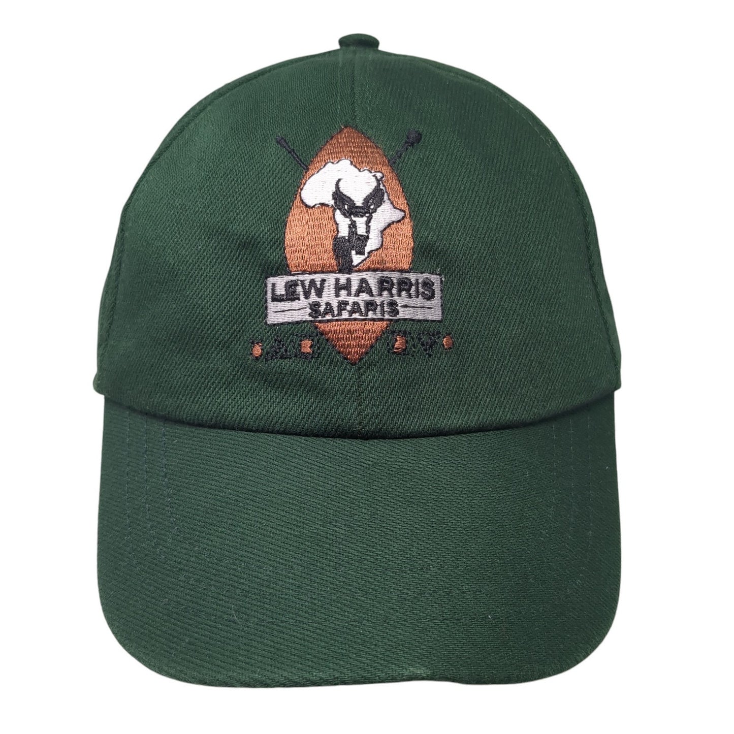 Lew Harris Safaris Strapback Baseball Cap Green One Size Adjustable Embroidered