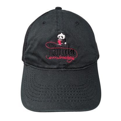 Panda Embroidery Strapback Mesh Back Trucker Hat Black OSFM Outdoor Cap