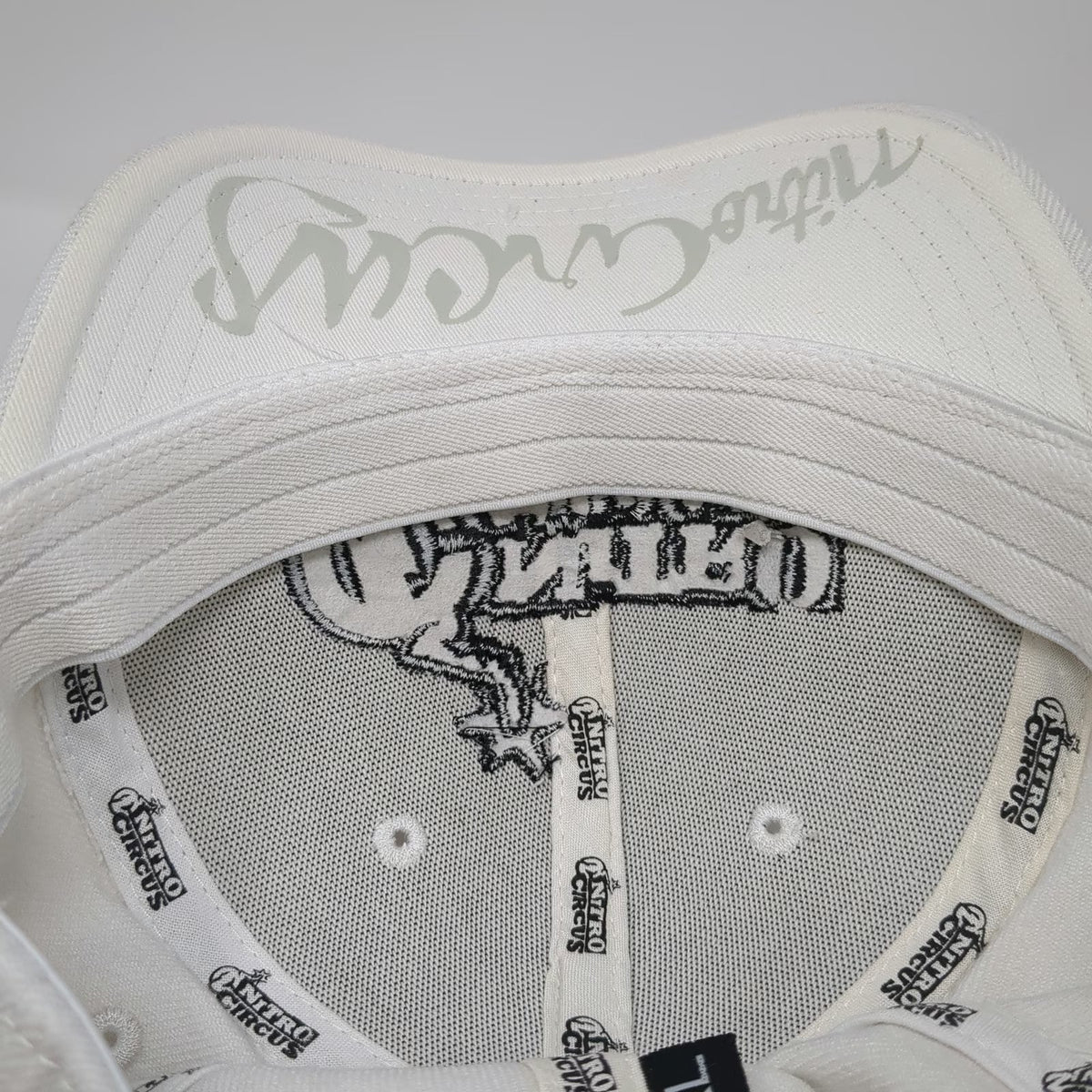 Nitro Circus Action Sports Baseball Cap White 7 5/8 Fitted Hat Bomb Logo Graphic