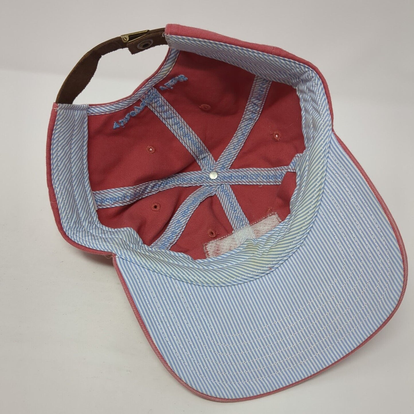 Vineyard Vines Baseball Cap Red One Size Adjustable Leather Patch 6 Panel