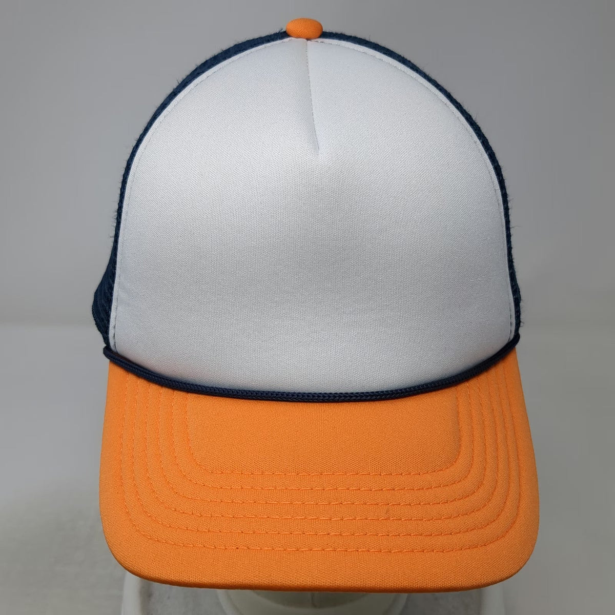 Pacific Headwear Trucker Hat White Blue Orange OSFM Mesh Rope Blank Polyester