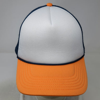 Pacific Headwear Trucker Hat White Blue Orange OSFM Mesh Rope Blank Polyester