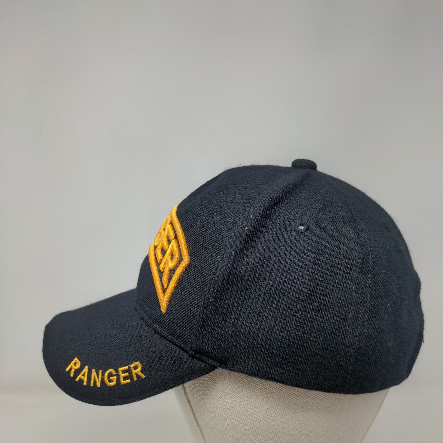 Ranger Strapbak Hat Black One Size Adjustable Embroidered Vented Holes 6 Panel