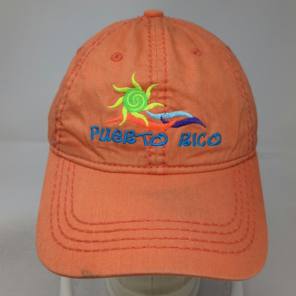 J Hats Baseball Cap Orange One Size Puerto Rico Embroidered Sun Graphic Hat