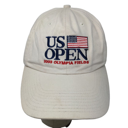 USGA Men's Slideback Hat Tan Embroidered US Open 2003 Olympia Fields Vintage