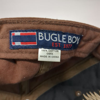 Bugle Boy Baseball Cap Brown One Size Cotton Embroidered Eagle Graphic hat