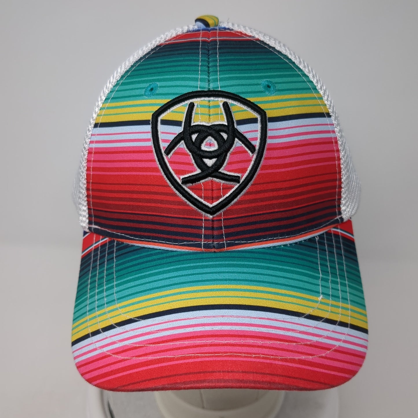 Ariat Logo Snapback Mesh Back Trucker Hat Multicolor One Size Striped