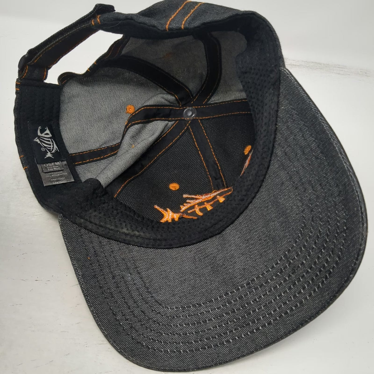 G. Loomis Baseball Cap Black Orange One Size Fish Skeleton Strapback Fishing Hat