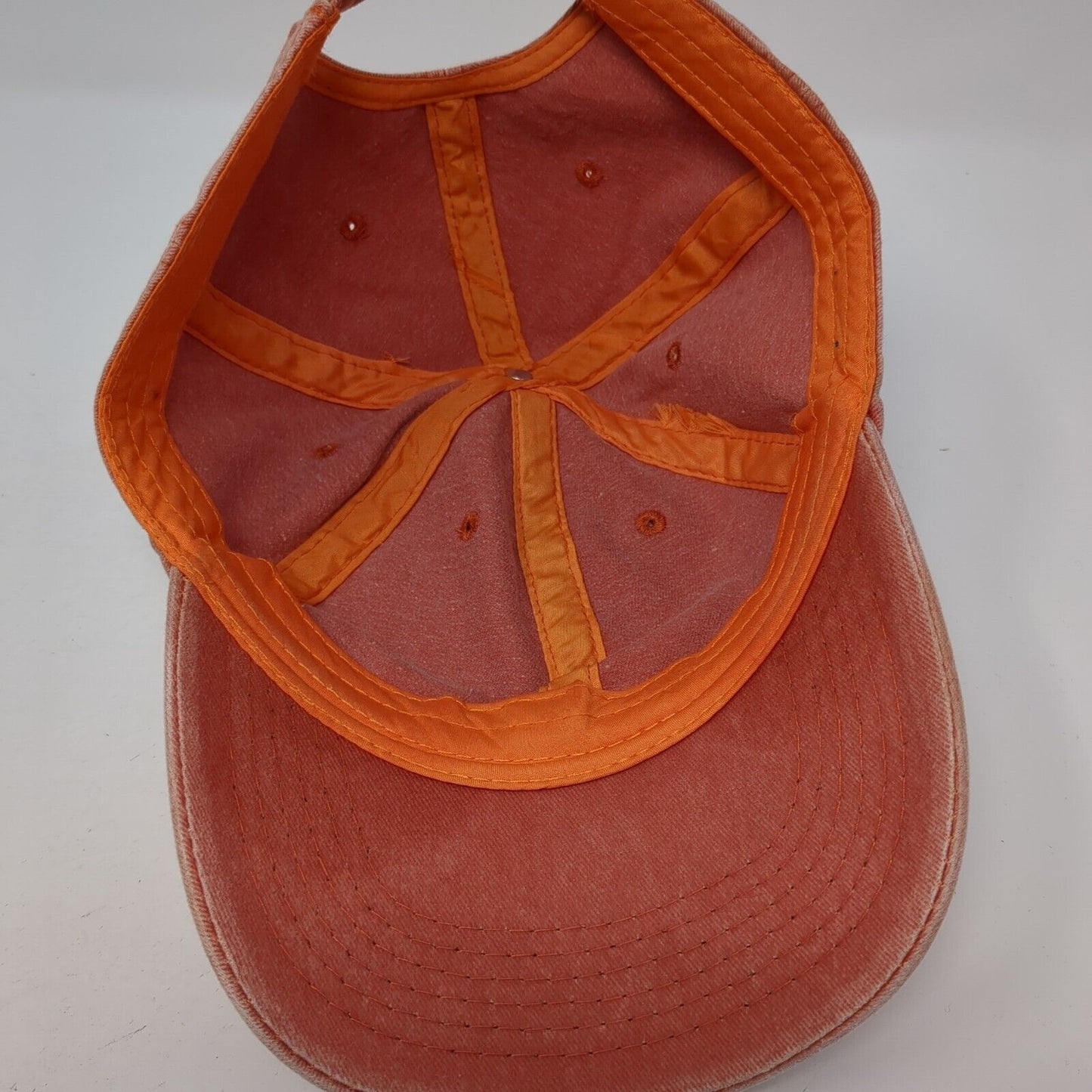 Unbranded Slideback Hat Orange One Size Adjustable Vented Holes 6 Panel Blank