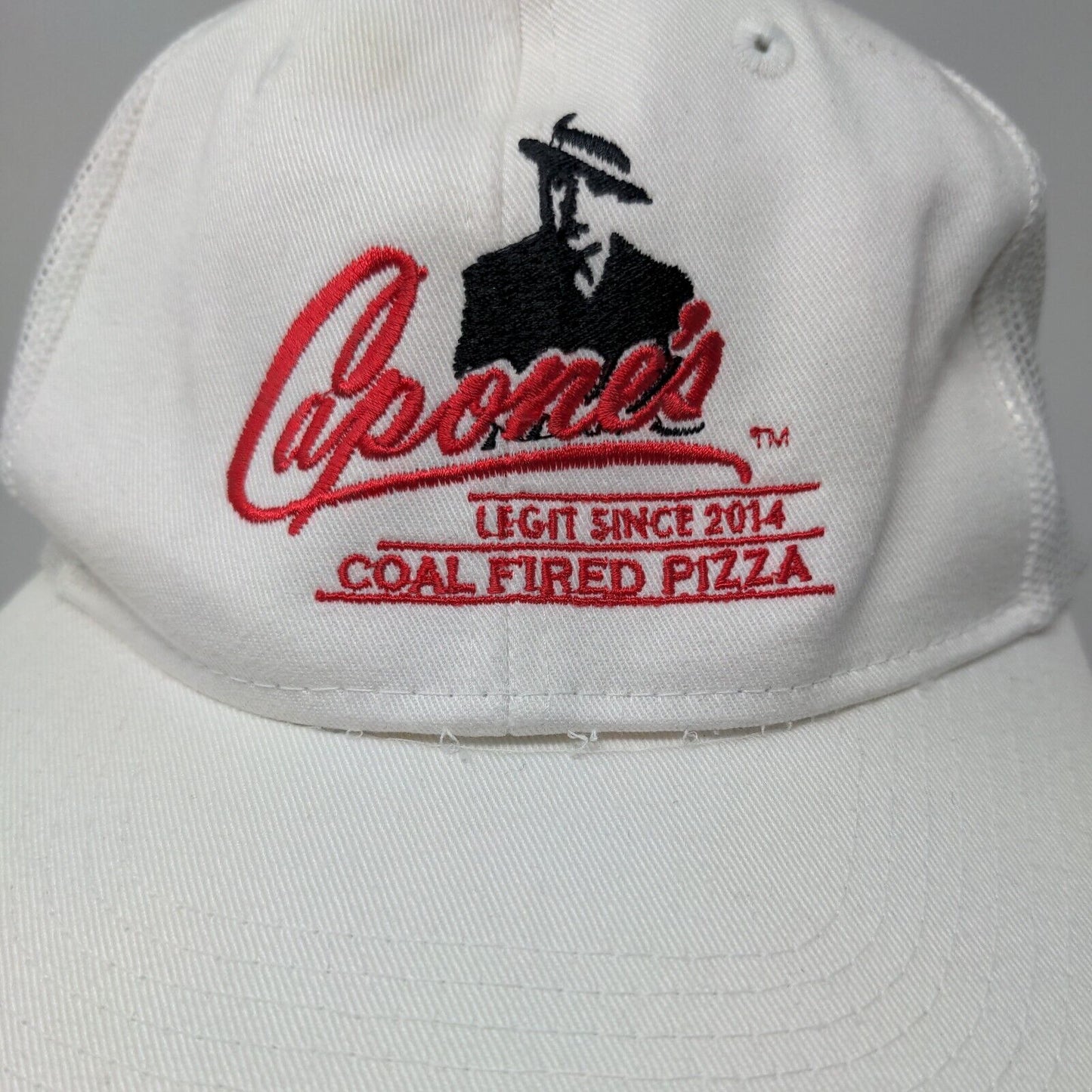 Capone's Coal Fired Pizza Snapback Mesh Back Trucker Hat White One Size