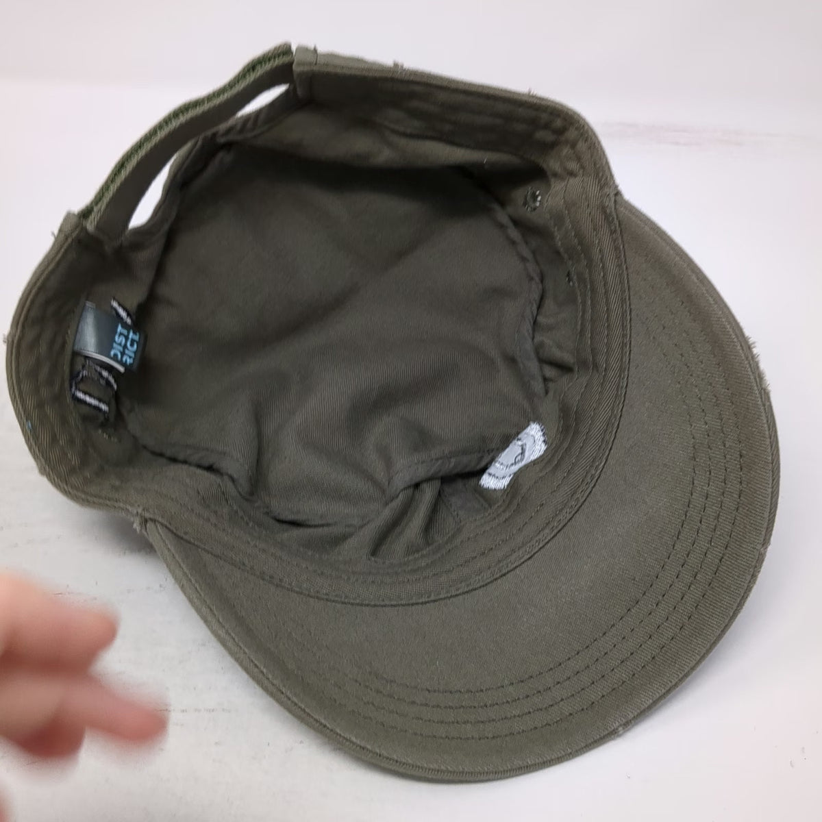 District Army Cap Green One Size Cotton Shield Logo Strapback Adjustable Hat