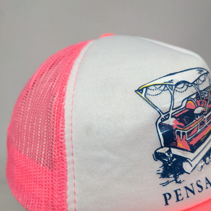 Pensacola Beach Snapback Mesh Back Trucker Hat Pink One Size Lucky 7