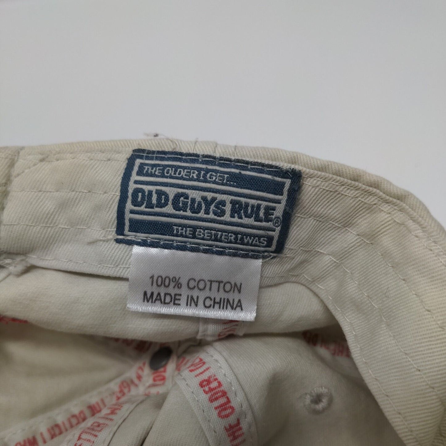 Old Guys Rule Slideback Hat Tan One Size Solid Adjustable Embroidered