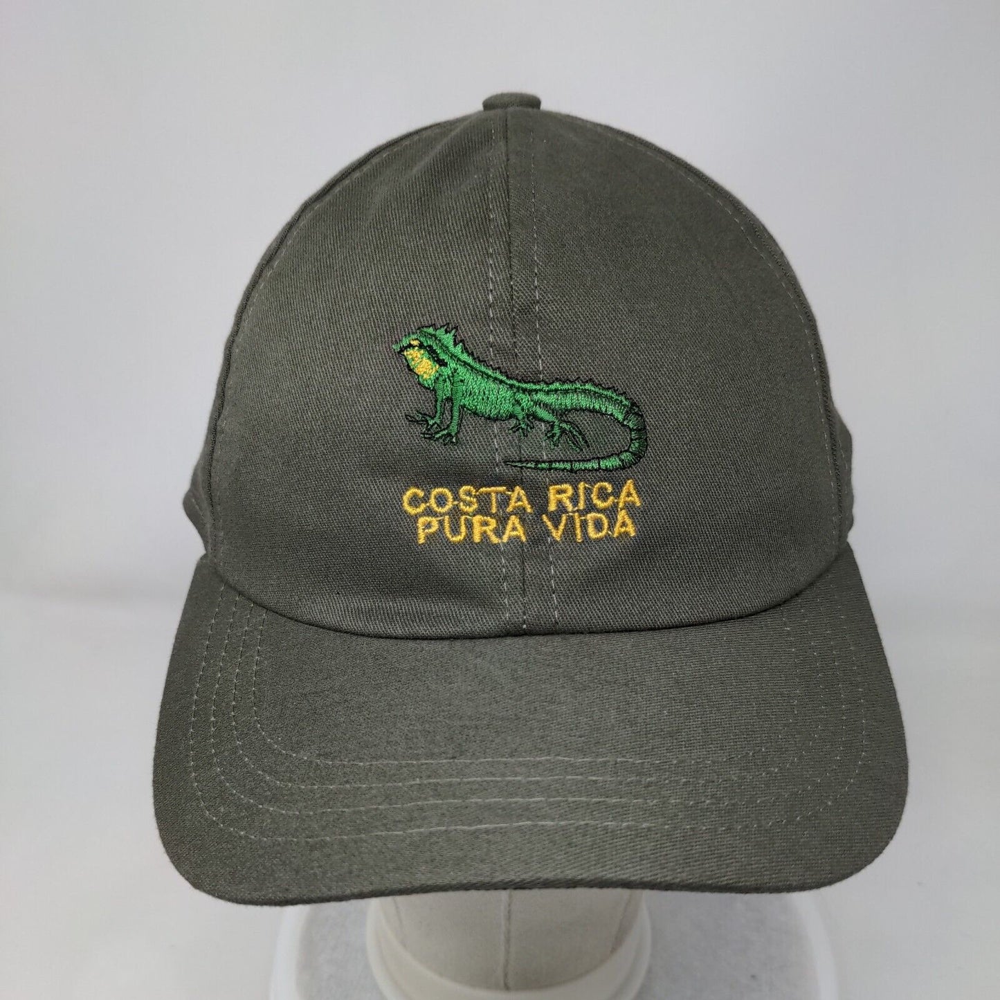 Costa Rica Pura Vida Iguana Strapback Hat Brown One Size Embroidered