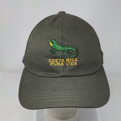 Costa Rica Pura Vida Iguana Strapback Hat Brown One Size Embroidered